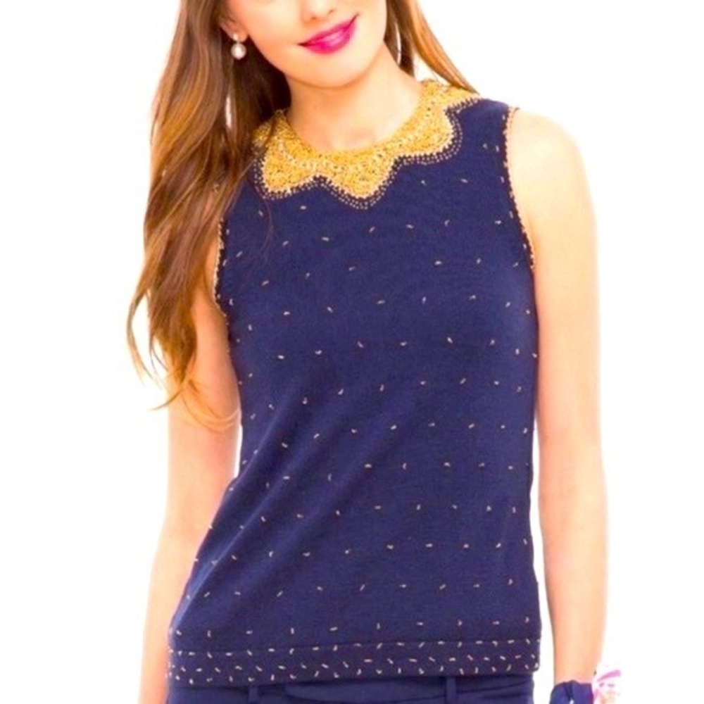 LILLY Pulitzer Beaded Sweater Shell Tank Top size XS